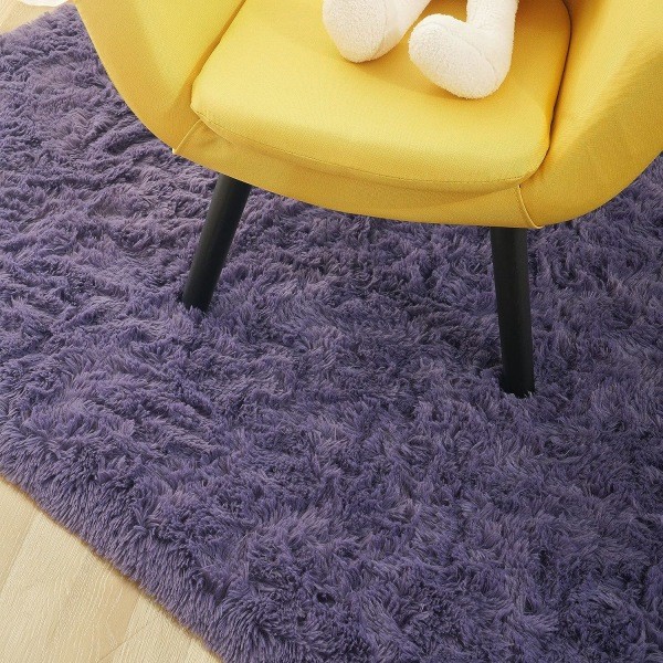 IC Mjuka fluffiga mattor för sovrum för barnrum Plysch Shaggy barnkammarmatta lurviga mattor - (gråaktig lila 40*60cm)