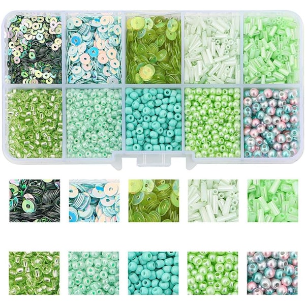 Färgglada minipärlor för armband - DIY Macaron Charm Kit Light green