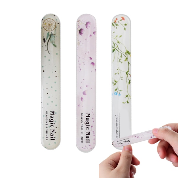 Pack Crystal Glass Nagelfil med Fodral, Nagellack Polerare för Manikyr Nagelvård Nagelfil