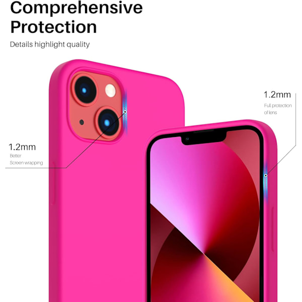 iPhone 13 Case, Liquid Silicone Case for 6.1 inch iPhone 13, Ultra-thin Case, Full Coverage Shockproof Protective Soft Case Hot Pink Hot Pink