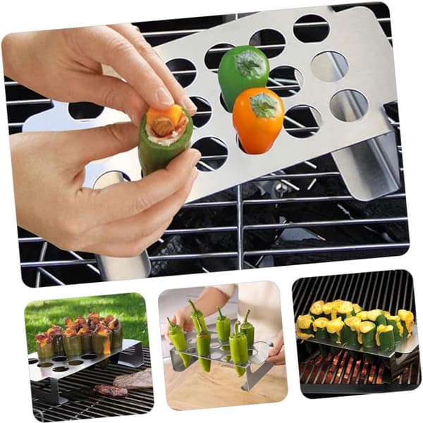 Peber Grillrist Sæt, Rustfrit Stål Med Peberudkerner, Til Fyldte Peberfrugter, Grill, Ovn Og Køkken, Sølv