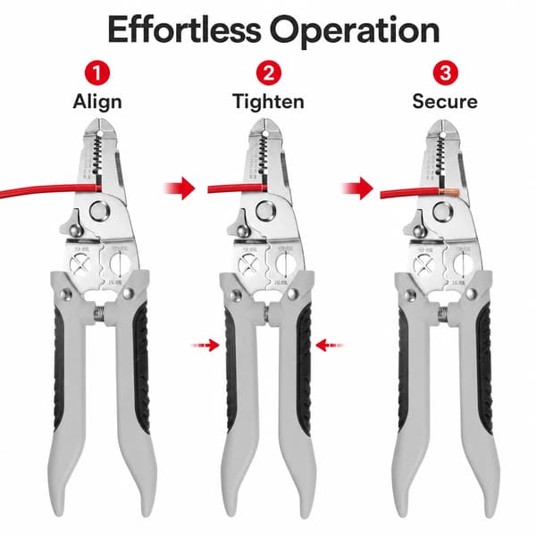 7-i-1 Avisolerings- og Kuttehåndverktøy, Kraftig Multitang for Elektrisk Arbeid (Grå) No. 5 wire strippers