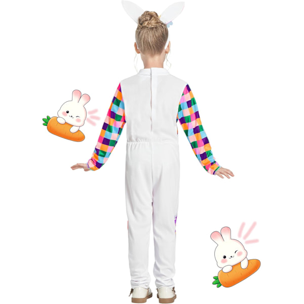 Barn Bunny Kostyme, Bunny Fintøy Antrekk Bunny Overall Onsie Med Hodebånd For Karneval Påske 3-10 År Kanin B 7-8 Jahre