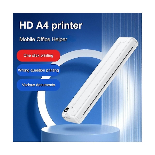 Bærbar printer trådløs A4 termisk printer blækfri lommefoto dokumentprinter hjem Bluetooth Tr
