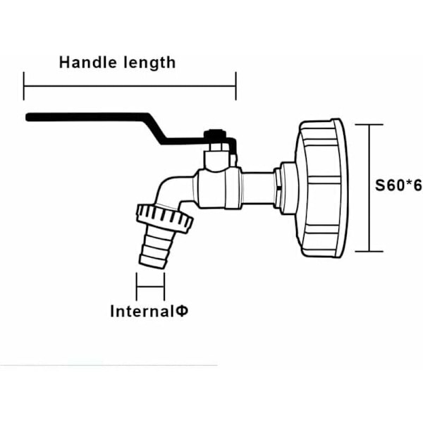 1000L IBC-säiliön hana kaksoissadeveden keräyshana-adapterilla, valmistettu messingistä, 60 mm (3/4\") karkealla kierteellä, DEBUNS