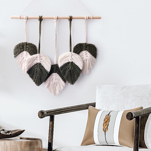 IC Hengeve Boho-Blad Veggdekorasjon, håndlaget