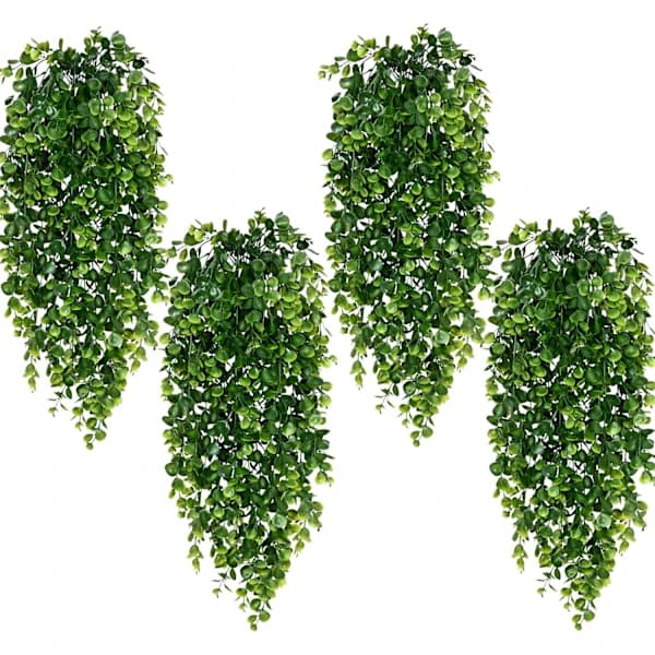 4-Pack Artificial Hanging Plants 75 cm – UV-Resistant Plastic Eucalyptus Vines, Decorative Plants for Indoor and Outdoor Use