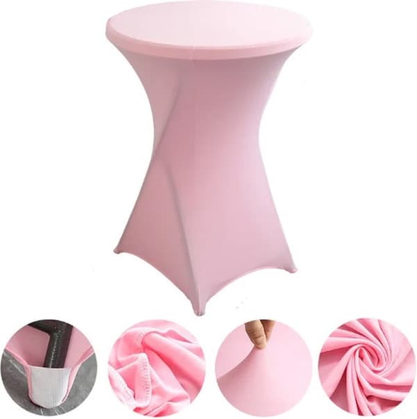 Ståbordsöverdrag - Ståbordskjol - Ståbord - Stretch - 80cm - Rosa