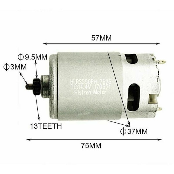 13 Tänder 14.4V Motor för Bosch GSR GSR14.4-2-Li PSR14.4 Li-2 Hållbar Borrmotor Reservdelar Metall Elverktyg Ersättningstillbehör..DEBUNS