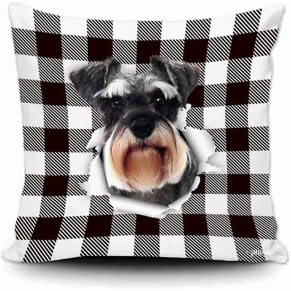 Schnauzer Home Decor Throw Cushiom Case Funny Puppy Case för soffa soffa sovrum 18 x 18 tum, dubbel sida utskrift