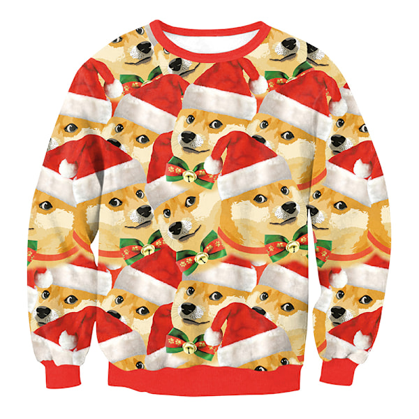 Naisten joulupaita, pitkähihainen, joulukuvioinen Christmas Hat Shiba Inu Christmas Hat Shiba Inu S