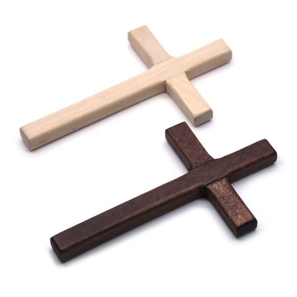2:a handgjorda träkors krucifix Jesus Kristus prydnader Religiösa hänge Dark Brown