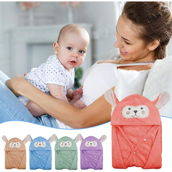 Baby badehåndklædesæt, 70 x 140 cm hætte babyhåndklæde, hættehåndklæde baby, småbørns badehåndklæder, babyhåndklædesæt, med søde ører til babybad animal grey