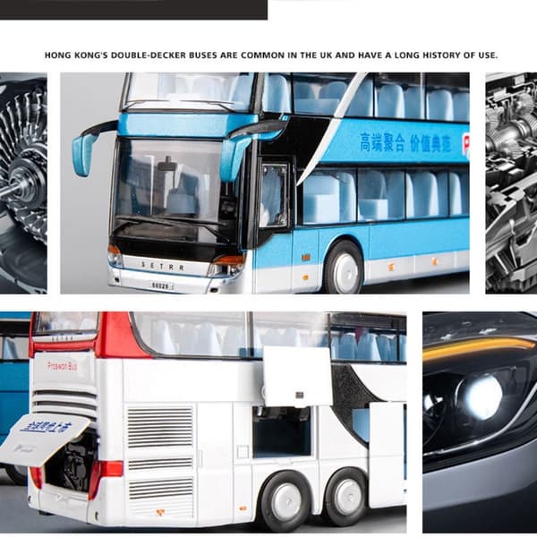 Alloy Bus Model Dobbeltdækker Sightseeing Bus HVID hvid white
