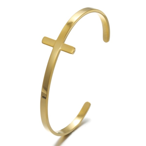 IC Cross Cuff Armbånd, Rustfritt stål åpent
