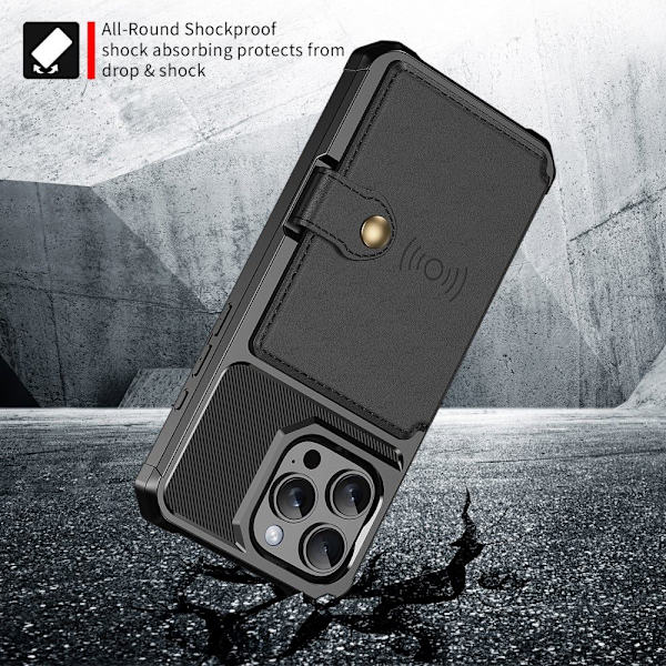iPhone 16 Pro Cover med Kort Slot Sort 82
