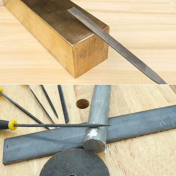 Filesæt med 6 dele, 5,5 tommer nålefile, 3 mm diameter kulstofstål filesæt med håndtag, egnet til metal, træ, glas, læder, smykker osv.