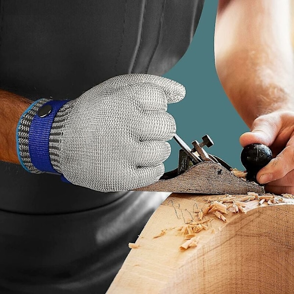 Skærebestandige handsker niveau 9 rustfrit stål trådnet skærehandsker (XL), fra DEBUNS