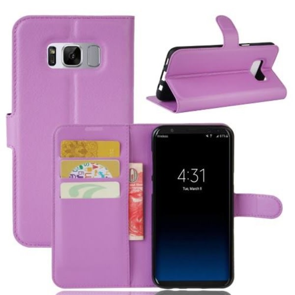 Plånboksfodral i lycheeläder för Samsung Galaxy S8 - lila Lila