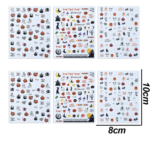 IC Höst Halloween Nagelstickers Dödskalle Nagelstickers 3D Självhäftande Stil 2