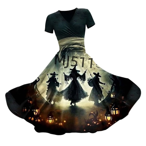 2024 Ny Halloween Blodig Blodig Perifer Klänning 194D Digitaltryck Åtsittande V-ringad Jumpsuit X-Type 5XL