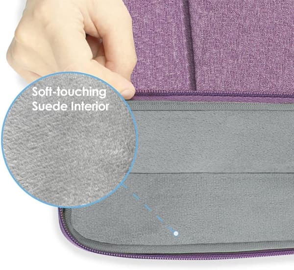 13-tums laptopfodral, vattentät polyester, mockafodrad, framficka, dubbla metalldragkedjor, för MacBook Air, resor, lila