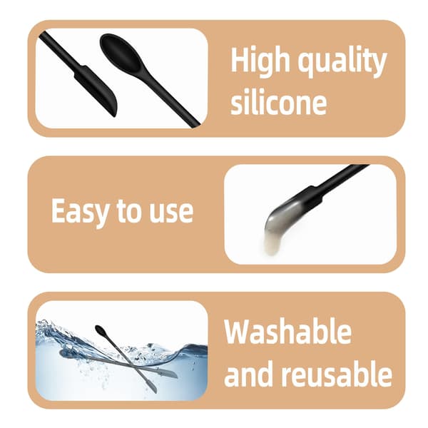 3-pack mini silikonspatel skrapaset, flexibla smala verktyg för sminkburkar och flaskor (svart) Black three-piece set