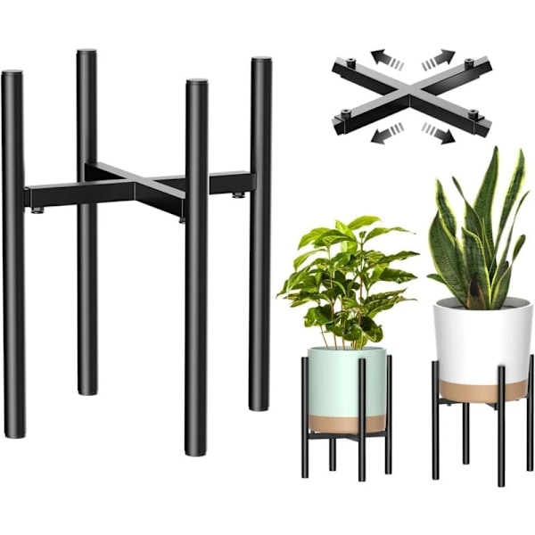 Plantestativ, enkel metallhylle for planter, blomsterpotteholder for innendørs og utendørs bruk, justerbar bredde for potter på 20-30 cm (potte ikke inkludert)