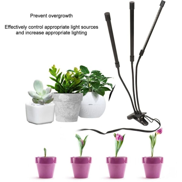 LED Växtlampa 10 Nivåer Dimbar med Timer för Inomhusväxter och Blommor, USB-driven, DUBUNS
