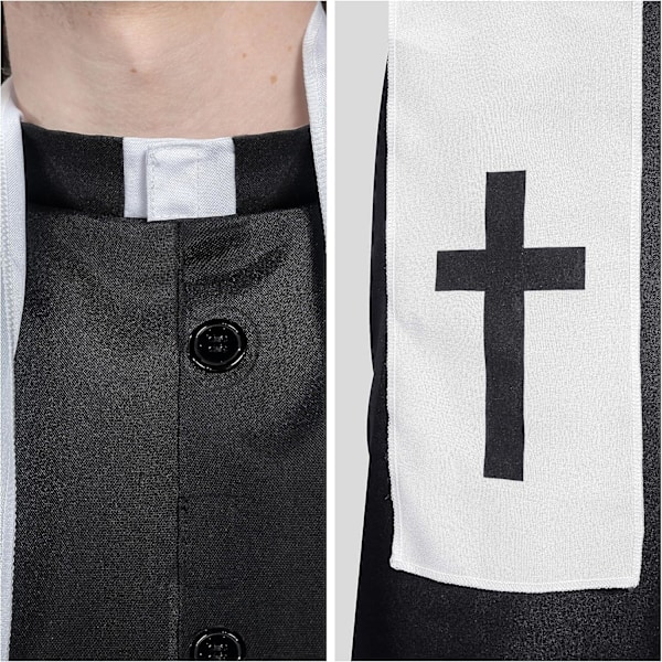 Musta pappi-asu aikuisille, pappi-asu halloweeniin, juhliin, cosplayhin (iso) svart S