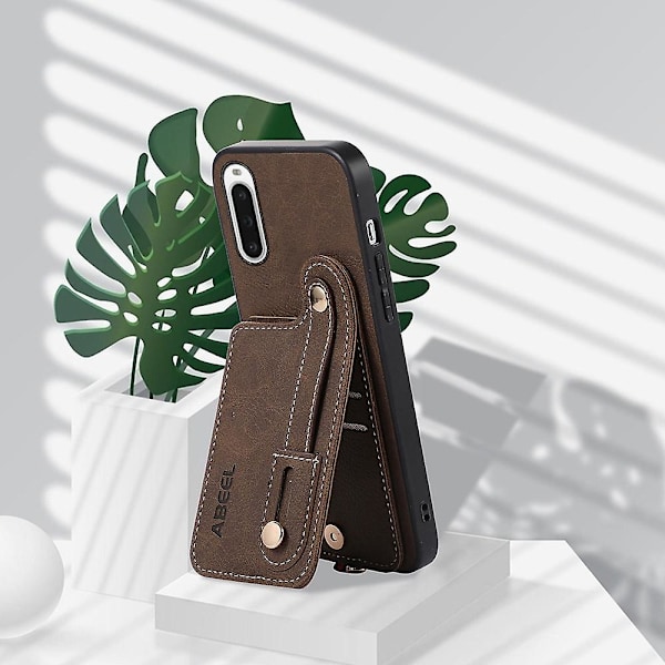 För Sony Xperia 10 V PU Läder+TPU+PC Kickstand Cover Roterande Kortfodral Telefonfodral