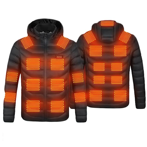 Lämmitetty takki, 23 vyöhykettä, huppu, lämmittävät takit 4XL