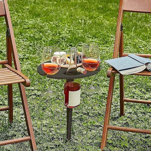 Strandbord, picnicvinstativ, foldbart bærbart vinbord, foldbart