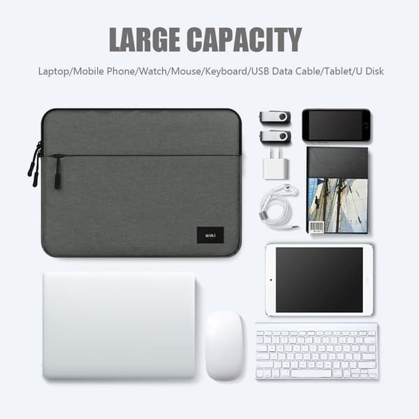 11-15,6 tommer taske med laptop-etui Lysegrå 13 tommer Light Grey 13.3 inch
