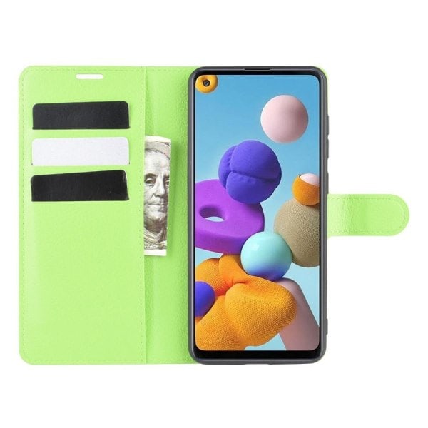 IC Samsung Galaxy A21s - Litchi Lommebokdeksel - Grønn Grønn Grønn