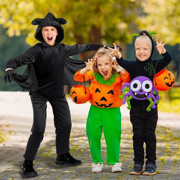 Børneflagermuskostume, Sort Flagermuskostume, Flagermuskostume, Halloweenkostume, Karneval, Kappe, Flagermuskostume, Maskerade Kostumer svart Medium