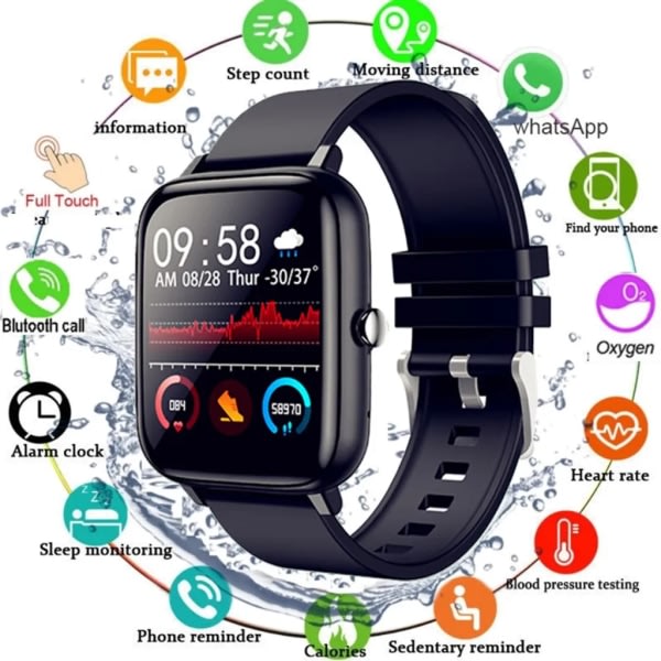 Smart Watch Herr Dam Puls Fitness Watch Klocka Bluetooth Calling Vattentät Sport Smart Watch För Android iOS Svart Svart