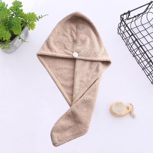IC [3-pack] - Mjuk hårhandduk i mikrofiber för vått hår - Khaki