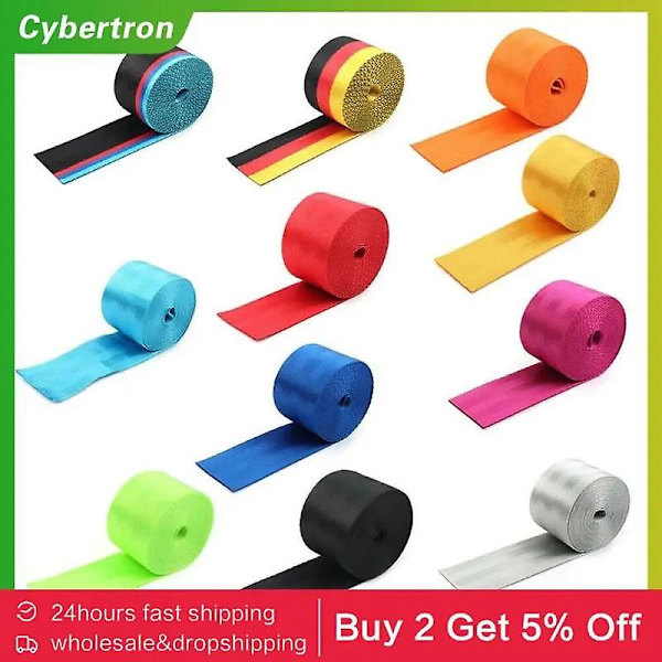Universell 3,6 m bilsäkerhetsbälte 4,8 cm brett färgglad imitation nylon bilmodifierad säkerhetsbältessele