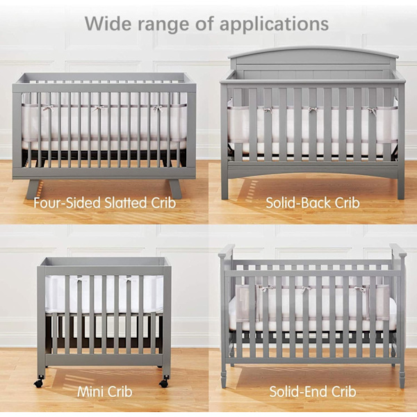 Babysängsskydd, 4-sidig hopfällbar spjälsäng, babysängsskydd, 3D andningsbart nät, för att skydda barn och dekorera spjälsängen Five-pointed star on white sides