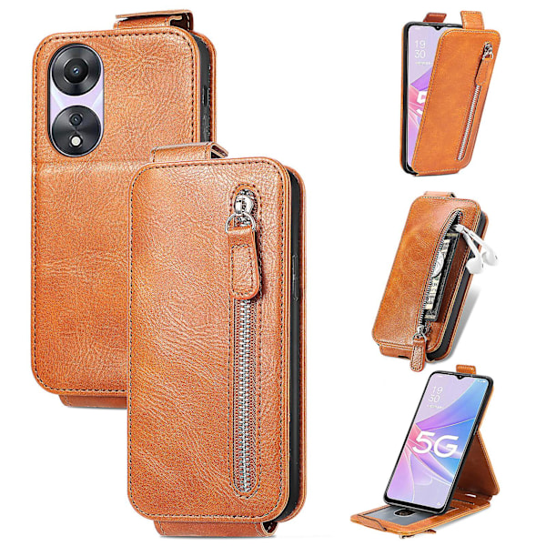 Kompatibel med Oppo A78 5g/ A58 5g lynlås pung etui med kreditkort holder slot cover