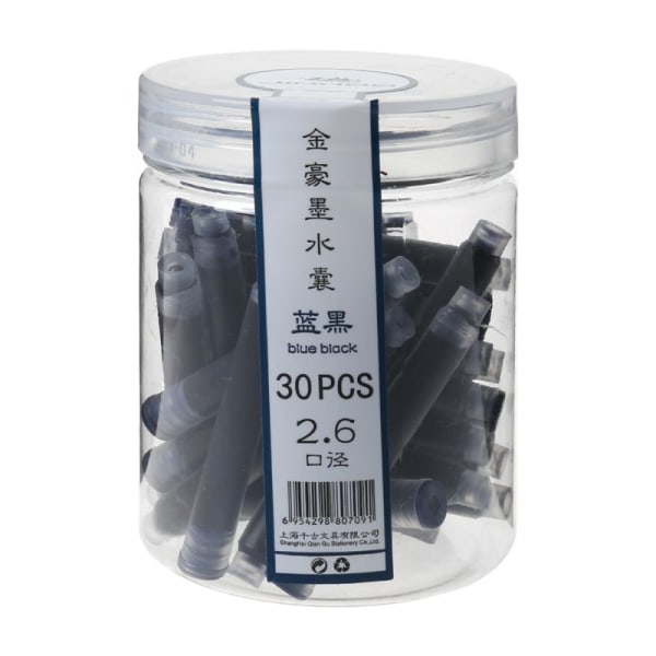30 st Jinhao Universal svart blå reservoarpenna bläckpåsepatroner 2,6 mm refill Blå