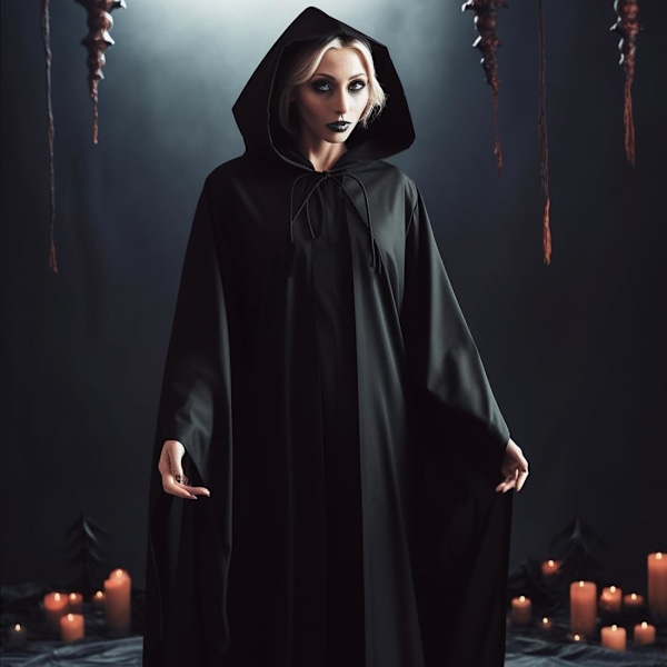Halloween-dekorasjonsspiss A, middelalderrenessanse, munk med og snor, mannlige prester med kors for temafest halloween cosplay karneval og karneval Svart XL