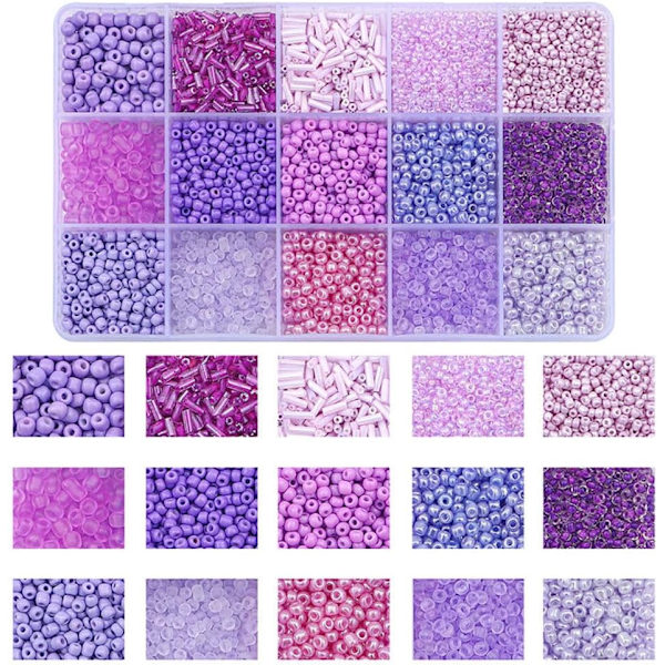 Färgglada Mini Rosenpärlor - Pärlset för Armband och Halsband Light violet