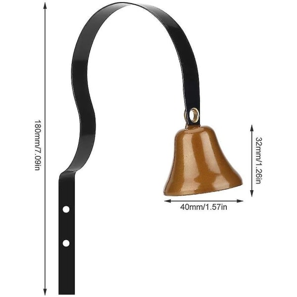 Dørklokke, vægmonteret metalbutiksejer, kæledyrstræningsklokke, sort, 40 mm