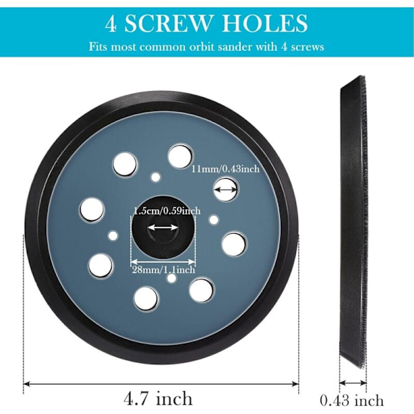 Pieces 125mm 8 Hullers Krog og Løkke Orbital Udskiftningsslibepude Slibe Bagsidepude (Blå)