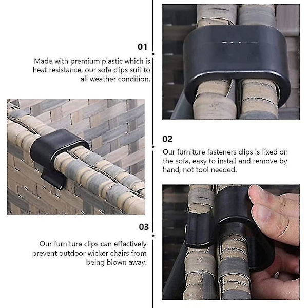 6 stk utendørs hagemøbelklips Sofa Connect Clamps Rattan stol festeklips Sofa stol justeringsklips Hagemøbler tilbehør