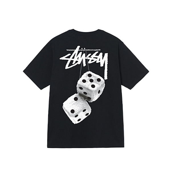 Unisex 2024 Stussy Fuzzy Dice T-paita Hengittävä T-paita Topit Musta Black L