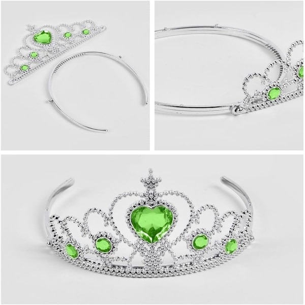 5-osainen Anna-prinsessan asustepaketti, jossa kruunu, taikasauva, kaulakoru, vihreät korvakorut ja sormus jouluun, syntymäpäiväjuhliin, Halloweeniin, jouluun, cosplayhin 5 pcs