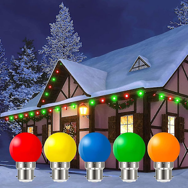 20-pack B22 bajonettfärgade LED-lampor 1w G45 LED-lampor färgade golfboll glödlampa nattlampa (orange röd grön blå gul)
